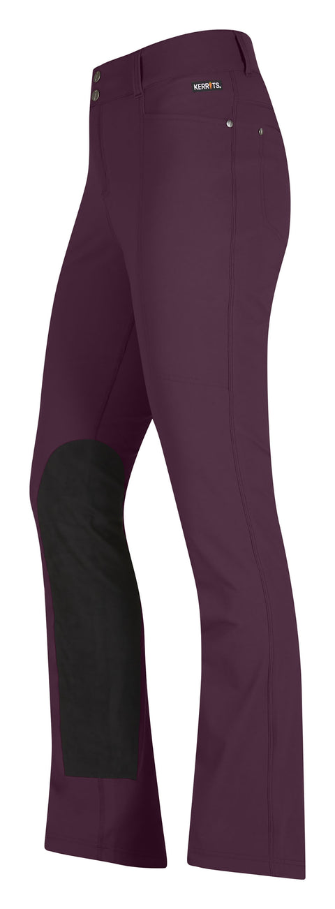 Kerrits® Ladies’ Dynamic Extended Knee-Patch Bootcut Riding Pant - Raisin / S-Tall - Knee Patch Breeches