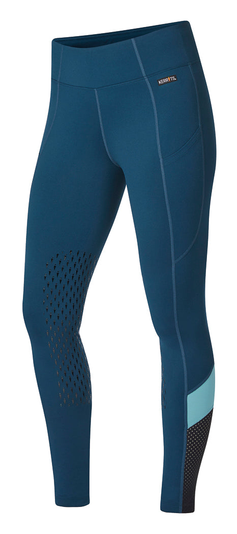 Kerrits® Ladies’ Free Style Knee-Patch Pocket Tight - Lagoon/Topaz / Xs - Tights