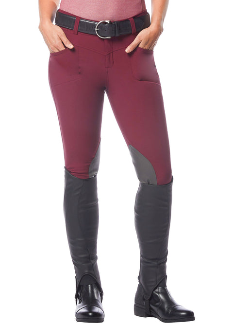 Kerrits® Ladies’ Petite Crossover II Knee-Patch Breech - Sangria / 1X - Knee Patch Breeches