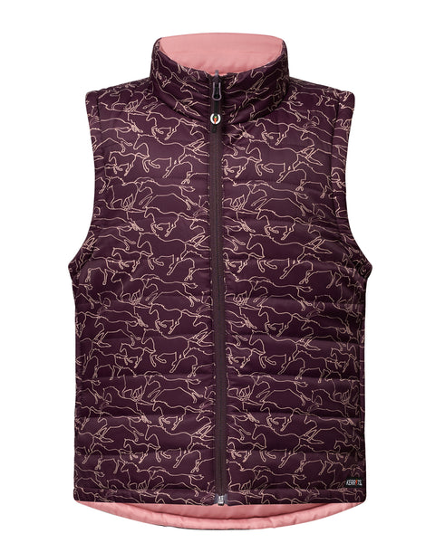 Kerrits® Kids’ Round Up Reversible Quilted Vest - Vineyard Full Gallop / Xs - Childs Vests