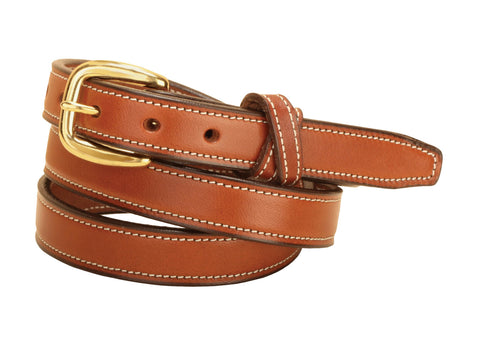 Tory Leather Crossed Keeper Belt with Brass Buckle