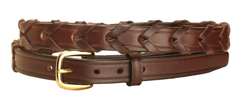 Tory Leather ¾" Laced Belt with Brass Buckle