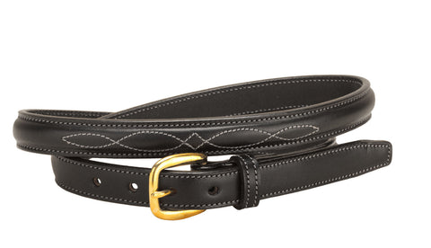 Tory Leather 3/4" Fancy-Stitched Belt with Brass Buckle