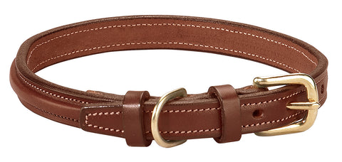 Tory Leather Narrow Square-Raised Dog Collar with Nameplate Space