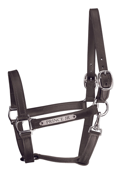 Perri’s® Track Style Leather Turnout Halter with Snap Throat and Nameplate