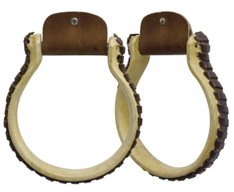 Showman® Rawhide-Covered Oxbow Stirrups