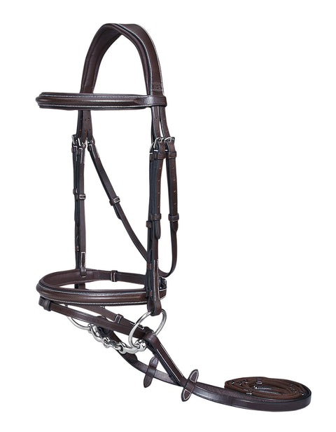 Henri de Rivel Pro Plain Raised Bridle with Flash & Rubber Reins