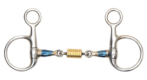 Shires Blue Sweet Iron Hanging Cheek Bit with Roller Link