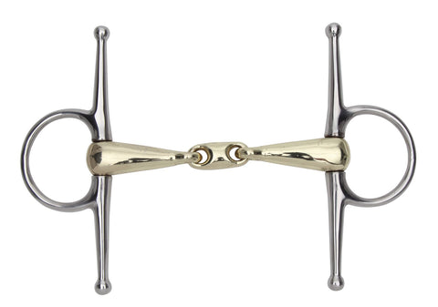 Shires Brass Alloy Full Cheek Snaffle with Lozenge