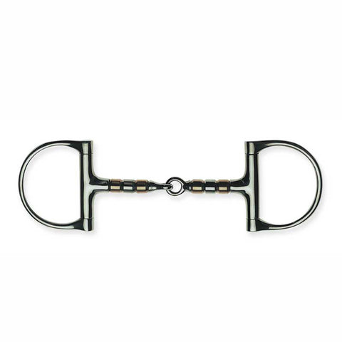 Metalab Jointed with Copper Rollers D-ring Snaffle Bit