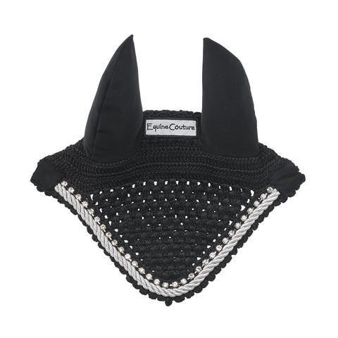 Equine Couture™ Fly Bonnet with Piping and Crystals