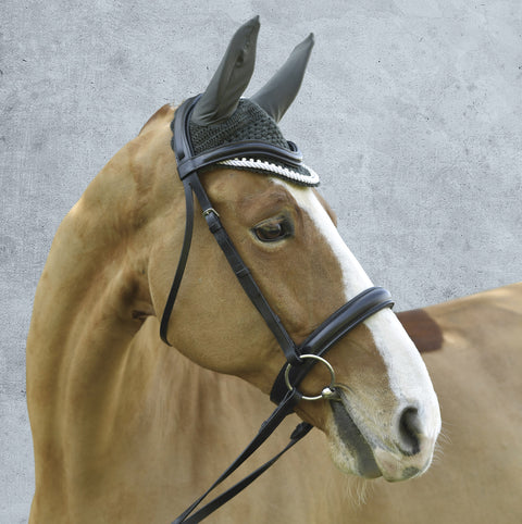 Equine Couture™ Fly Bonnet with Piping and Crystals