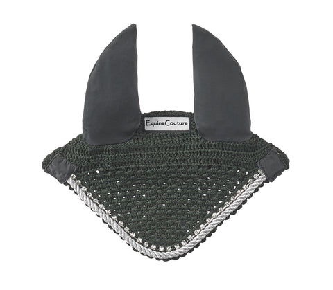 Equine Couture™ Fly Bonnet with Piping and Crystals