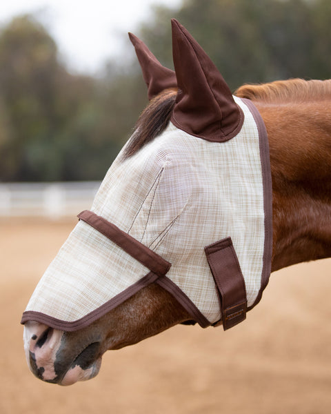 Kensington™ Signature Fly Mask with Removable Nose Mesh Ears & Forelock Opening - Desert Sand / S-Yearling - Fly Masks