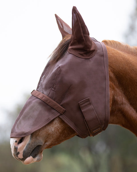 Kensington™ Signature Fly Mask with Removable Nose Mesh Ears & Forelock Opening - Bay / L-Average - Fly Masks & Wraps
