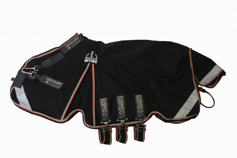 Horseware® Ireland Rambo® Optimo Turnout Blanket - Black Pewter With Orange Black / 63 - Turnout Blankets