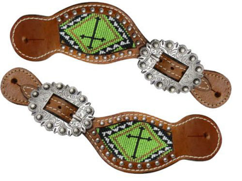 Showman® Beaded Cross Western Spur Straps