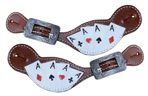Showman® Ladies’ “Four of a Kind” Painted Leather Western Spur Straps