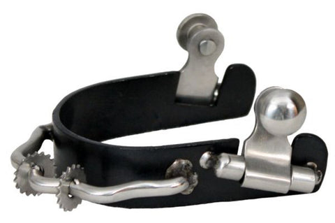 Showman® Youths’/Ladies’ Black Steel Bumper Rowel Spurs