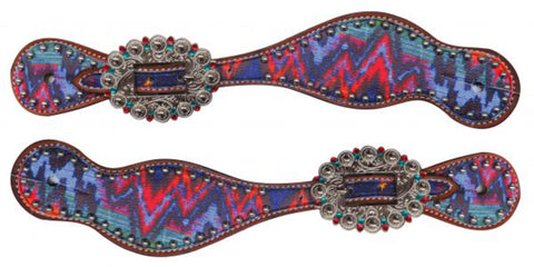 Showman® Brushed Chevron Overlay Western Spur Straps