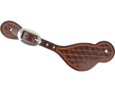 Martin Saddlery® Tombstone Weathered Antique Spur Straps with Twisted Wire Tooling