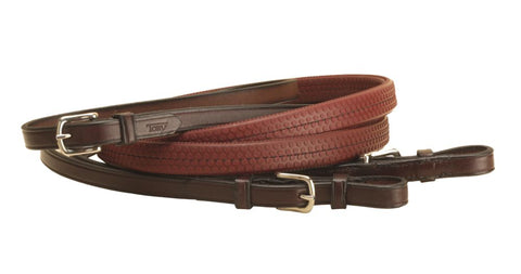 Tory Leather Company Rubber Grip Leather Reins with Buckle Ends
