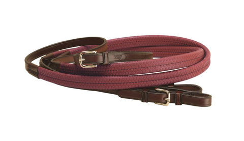 Tory Leather Company Rubber Grip Leather Reins with Buckle Ends