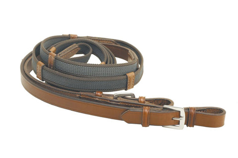 Tory Leather Company 3/4" x 54" Rubber Web Reins with Buckle Bit Ends