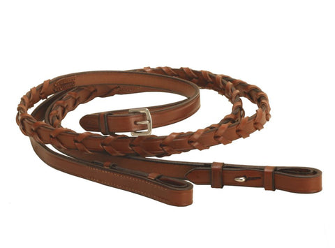 Tory Leather Company 5/8" x 48" Pony Laced Reins with Hook Stud Bit Ends