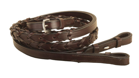 Tory Leather Company 5/8" x 72" Laced Reins with Hook Stud Ends