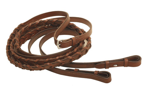 Tory Leather Company 5/8" x 72" Laced Reins with Hook Stud Ends