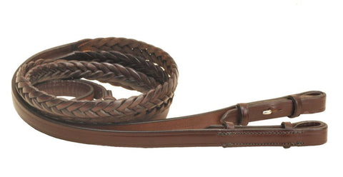 Tory Leather Company 5/8" x 72" Plaited Reins with Hook Stud Bit Ends