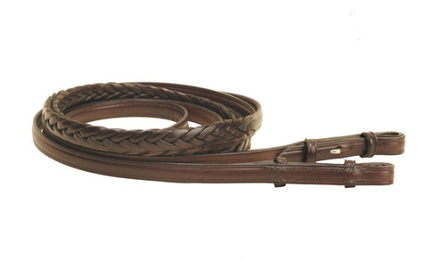 Tory Leather Company 58" x 60" Plaited Reins with Hook Stud Bit Ends