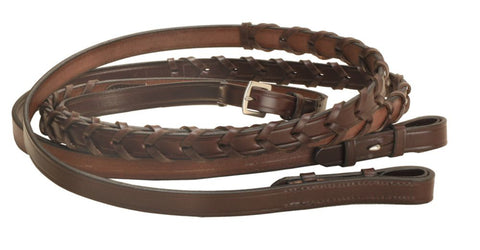 Tory Leather Company 3/4" x 60" Laced Reins with Hook Stud Bit Ends