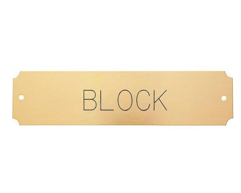 Notched Brass Stall Plate - 1 or 2 lines