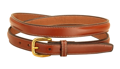 Tory Leather 3/4" Raised Belt with Brass Buckle & Nameplate Space