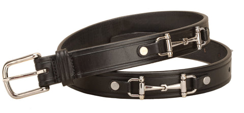 Tory Leather 1" Snaffle Bit Belt with Nickel Snaffle Bits & Buckle