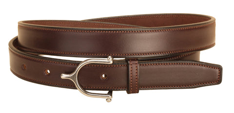 Tory Leather 1" Stitched Belt with Stainless Steel Spur Buckle