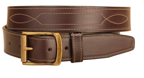 Tory Leather 1 1/2" Belt with Repeated Stitch Pattern
