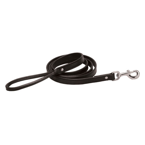 Tory Leather Flat Creased Leather Dog Leash with Rolled Leather Handle