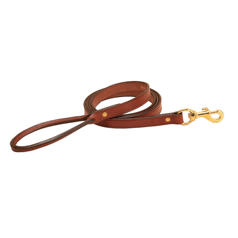 Tory Leather Flat Creased Leather Dog Leash with Rolled Leather Handle