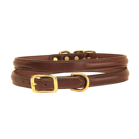Tory Leather Round-Raised Dog Collar with Nameplate Space
