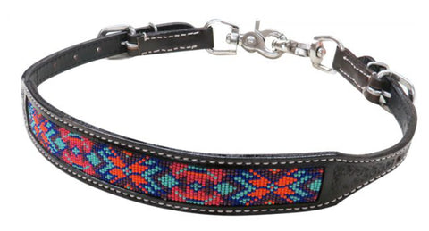 Showman® Argentinian Cow Leather Wither Strap with Beaded Inlay