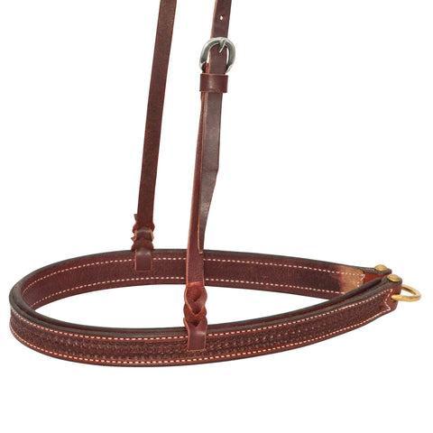 Cowboy Tack 1 1/4" Rosewood Leather Spider Stamp Noseband