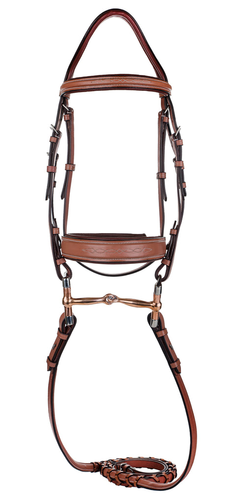 Laureate by Henri de Rivel Fancy-Stitched Bridle with Wide Caveson & Laced Reins