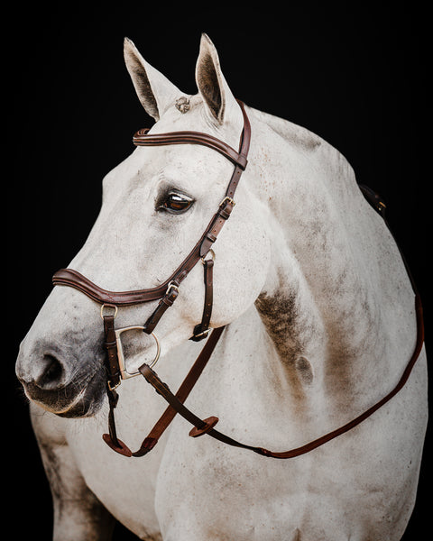 Horseware® Ireland Micklem2 Deluxe Competition Bridle with Reins - Dark Havana / Small Horse/Cob - Bridles