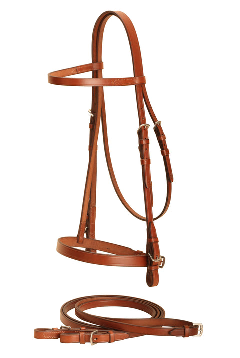 Tory Leather Company 1/2" Flat English Bridle with Flat Reins