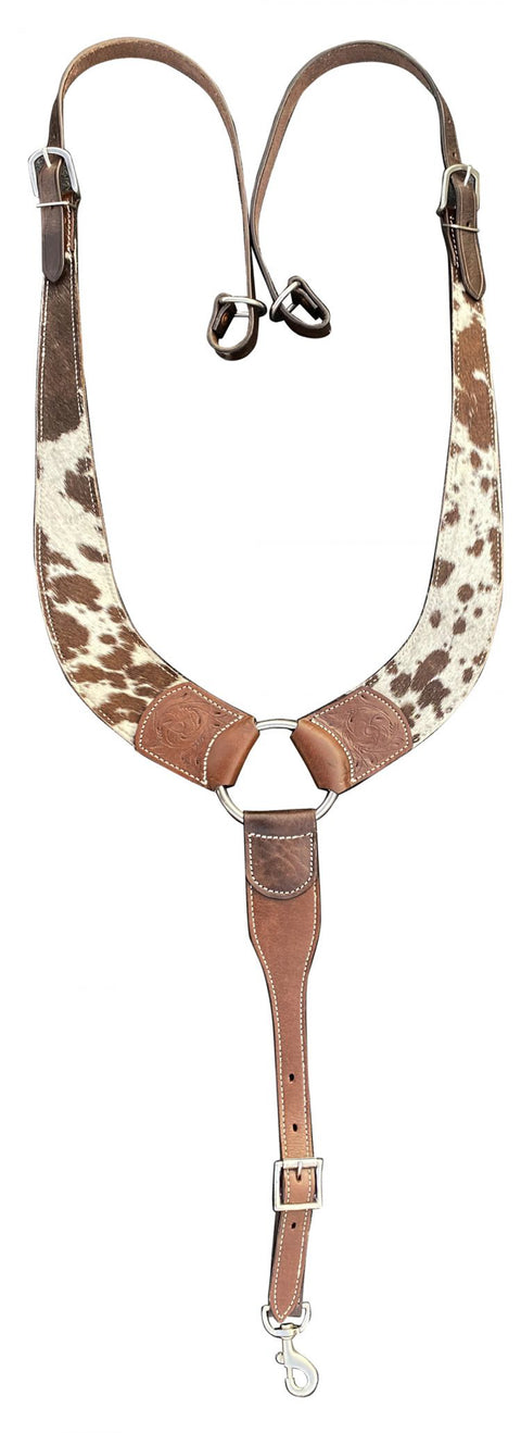 Showman® Medium Leather & Hair-On Cowhide Pulling Breast Collar