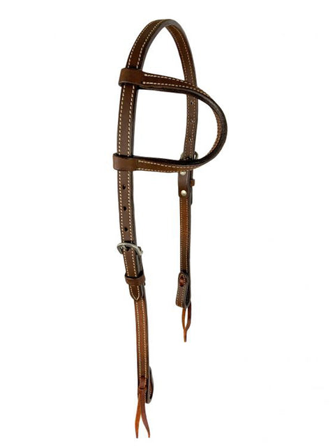Showman® Argentinian Cow Leather Single-Ear Headstall with White Stitching