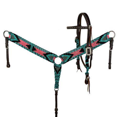 Showman® Sangria Corded Mohair Browband Headstall & Breastcollar Set